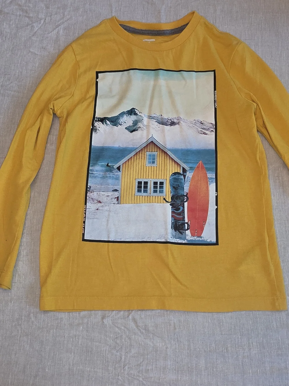 Old Navy Yellow Long Sleeve Tee with Surf Graphic